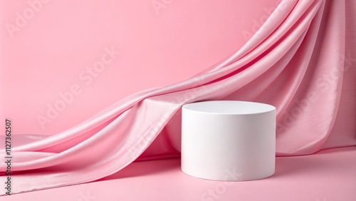 Pink Silk Drape with White ...