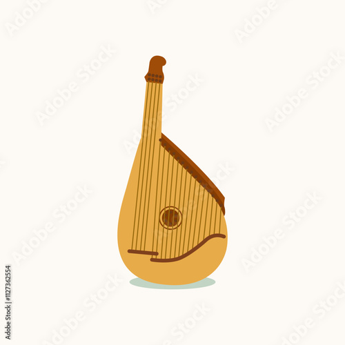 Bandura, folk music instrument. Flat illustration