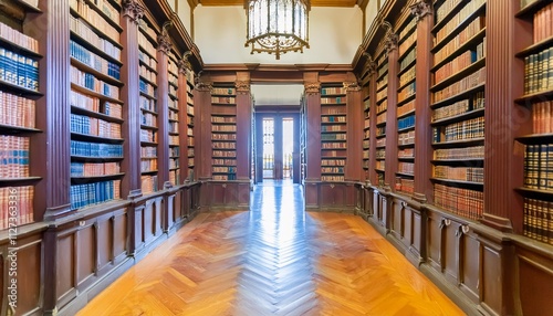 A Comprehensive View of a Law Library Rows of Books and Legal References in a Law Firm, Showcasing the Importance of Legal Resources for Attorneys and Legal Professionals. photo