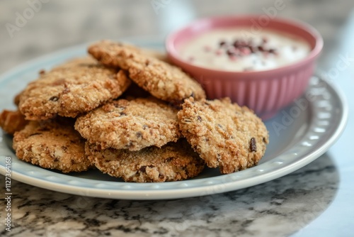 Crispy Chicken Tenders with Dipping Sauce on Plate