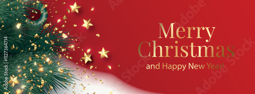 Merry christmas and new year greetings social media cover template