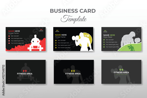 Professional gym business card design vector illustration