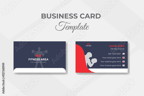 Professional sports trainer fitness club gym business card design vector illustration