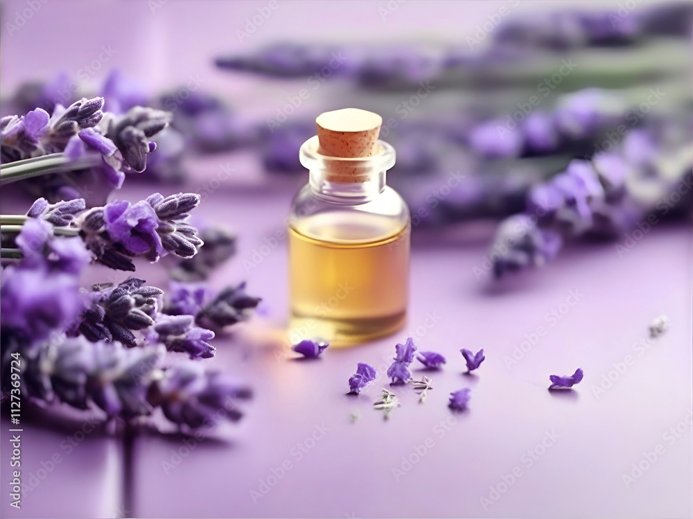 Purple lavender bouquet. Horizontal image with herbal for spa or medicine.