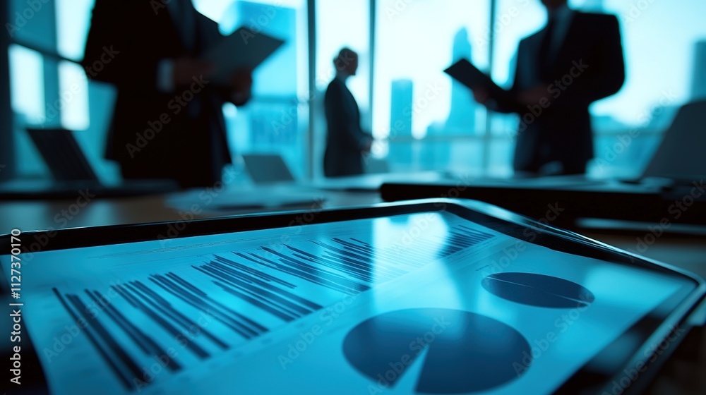 A business meeting focused on finance and investment opportunities. A business meeting focused on finance and investment opportunities.