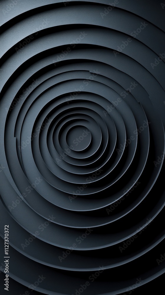 Abstract design featuring concentric circles in varying shades of black.