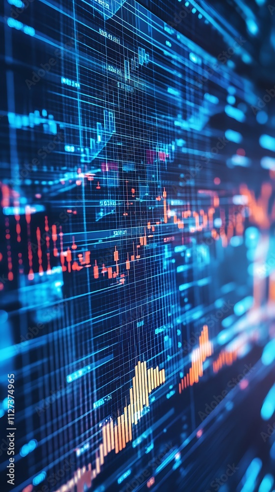 Fototapeta premium Abstract digital visualization of data trends and analytics.