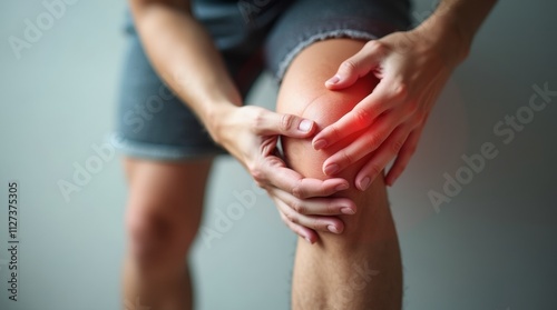 Wallpaper Mural close-up image of a person holding their knee in discomfort, highlighting the effects of joint pain Torontodigital.ca