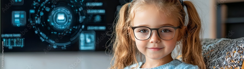A Generation Alpha Child Engaging with Technology on a Tablet at Home Modern Living Room Environment Interactive Learning Concept A Generation Alpha Child Engaging with Technology on a Tablet at Home Modern Living Room Environment Interactive Learning Concept
