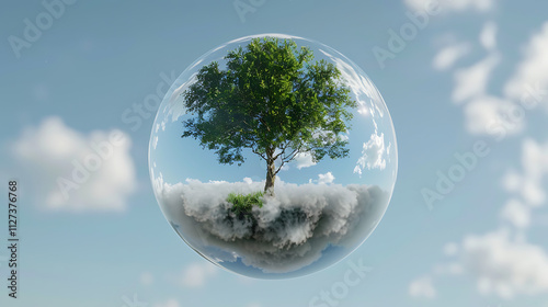 Wallpaper Mural Sphere with tree and clouds Torontodigital.ca