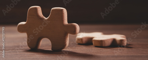 wooden puzzle on the table