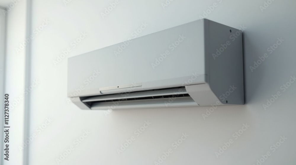 AC unit, Close-up shot of a modern air conditioning unit on a white wall