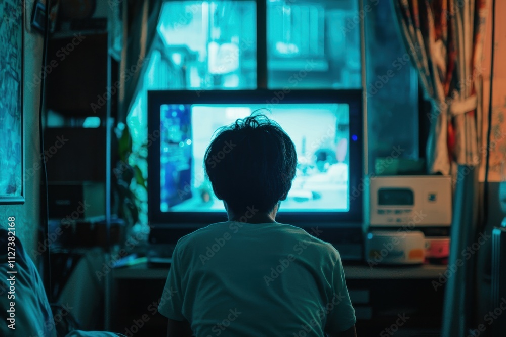 A man is sitting in front of a television A man is sitting in front of a television