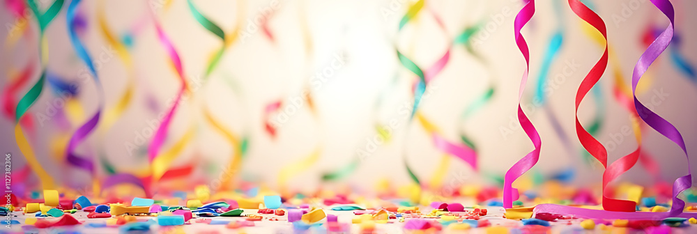 Fototapeta premium Colorful confetti and streamers add to vibrant party backgrounds filled with creative celebration ideas._00003_