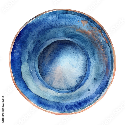 A watercolor of a glazed plate, isolated on a white background. Glazed plate vector.