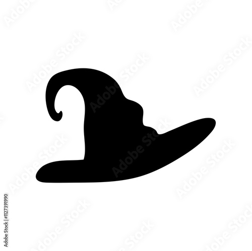 Cartoon black witch hat silhouette 