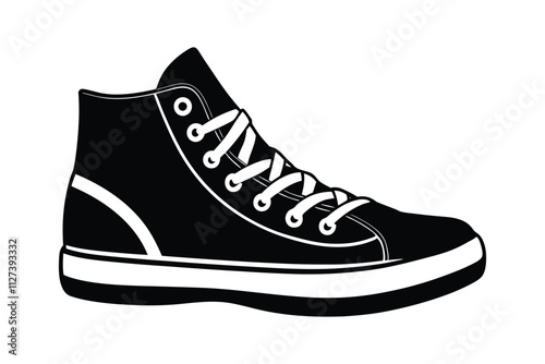 Continuous Single-Line High-Top Sneaker Vector Illustration for Minimalist and Modern Footwear Design