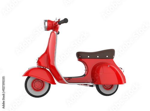 Red old scooter vintage isolated in transparent background png