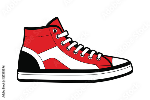 Continuous Single-Line High-Top Sneaker Vector Illustration for Minimalist and Modern Footwear Design