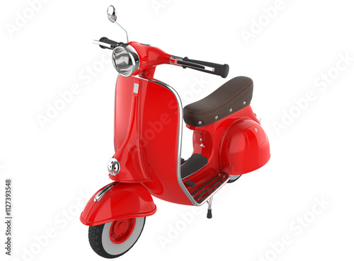 Red old scooter vintage isolated in transparent background png