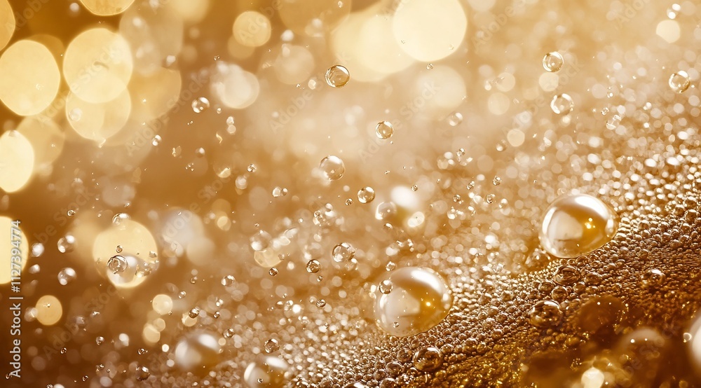 Ethereal Champagne Bubbles with Delicate Pearls and Luxurious Golden Hues Ethereal Champagne Bubbles with Delicate Pearls and Luxurious Golden Hues