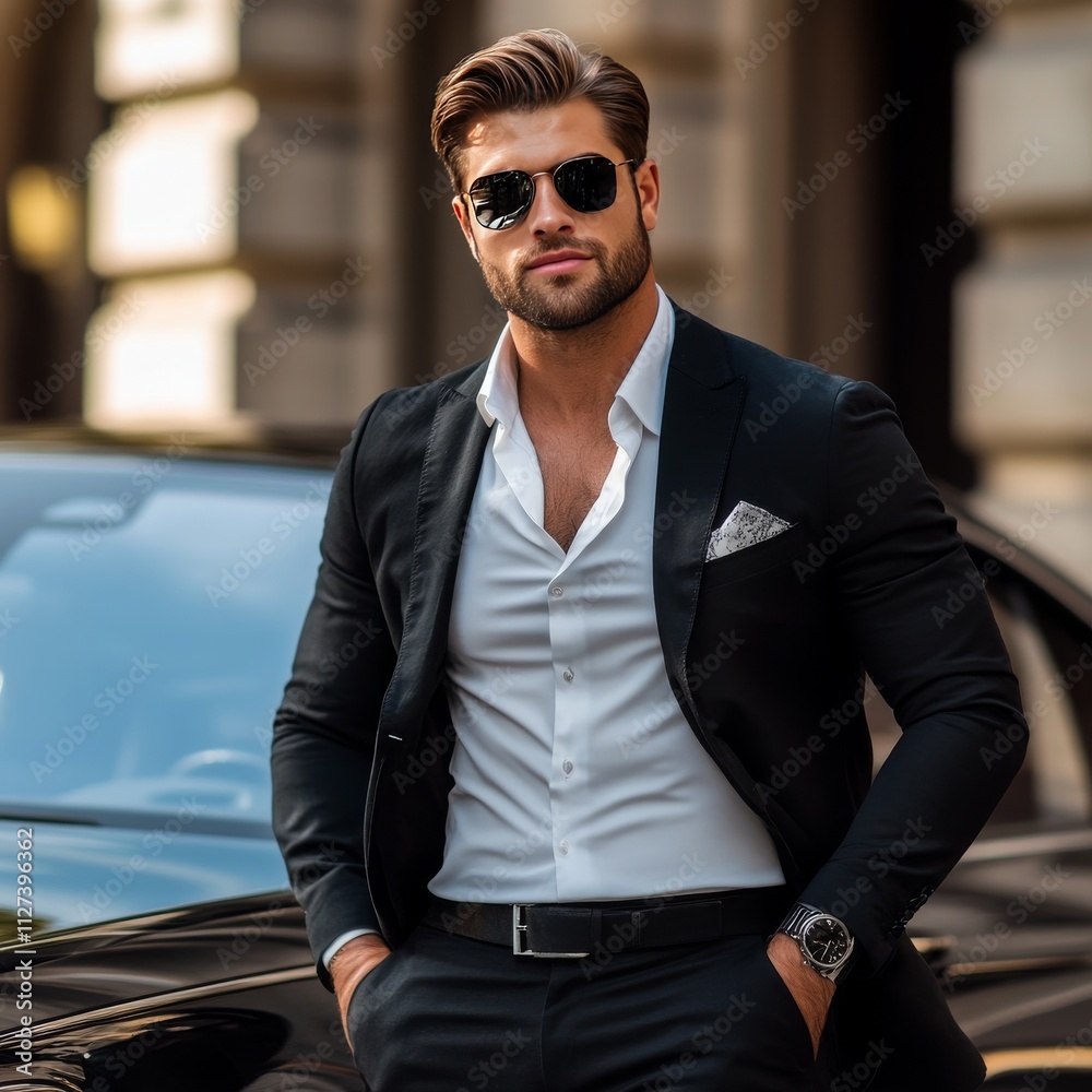 Successful, handsome man near the car. Successful, handsome man near the car.