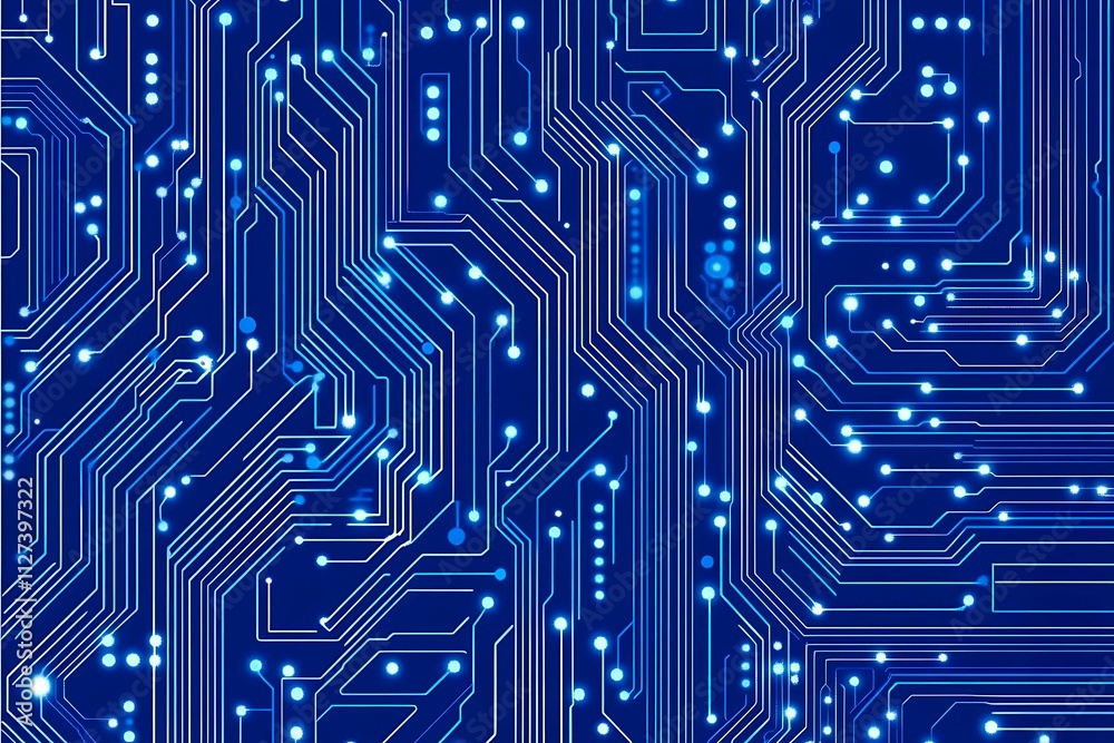 Futuristic vector illustration of a aqua circuit board with intricate digital tech elements, perfect for advanced technology backgrounds.
