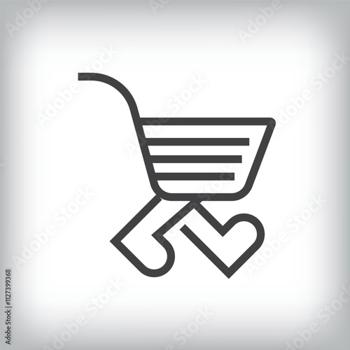 idea running market basket foot design logo. Gift and sports template ribbon geometric style.