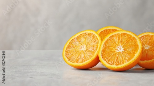 Freshly Sliced Oranges Revealing Juicy Pulp, Sliced juicy oranges textured concept.