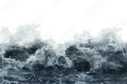 Wallpaper Mural rough sea ocean dark deep blue color with big waves tsunami hurricane storm on transparent background Torontodigital.ca