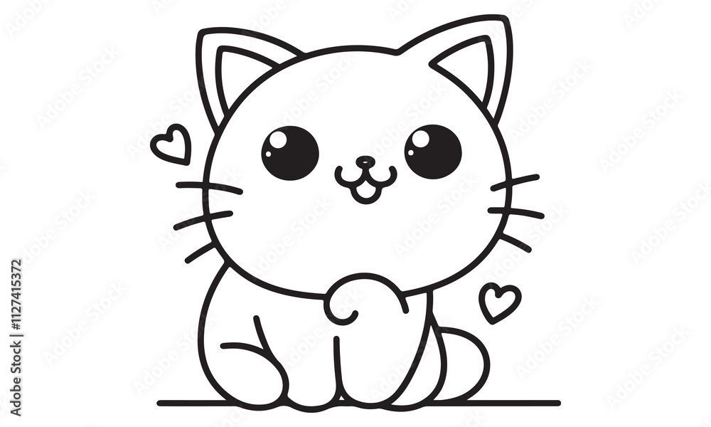 A cute cartoon illustration of a kitten and puppy sitting together in a fun and playful design A cute cartoon illustration of a kitten and puppy sitting together in a fun and playful design