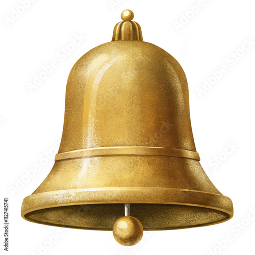 Gold vintage retro school bell. Illustration vector on white background.