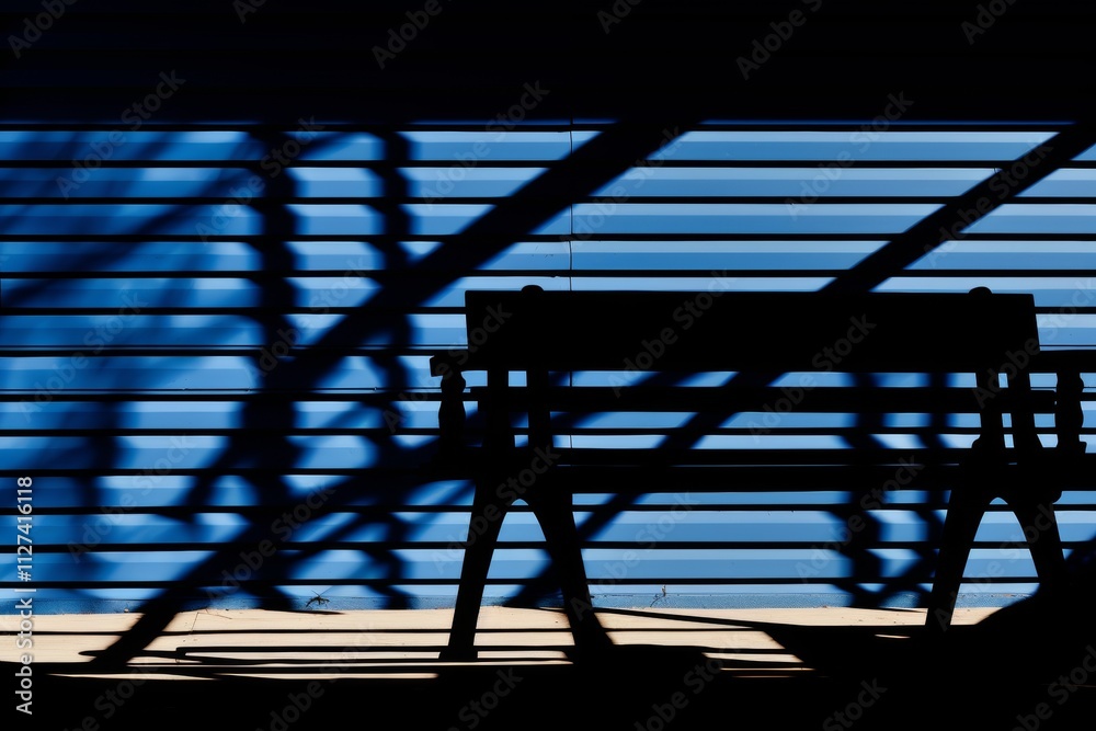 Elegant silhouette of a classroom porch in blue shades with desks and chalkboard elements Elegant silhouette of a classroom porch in blue shades with desks and chalkboard elements
