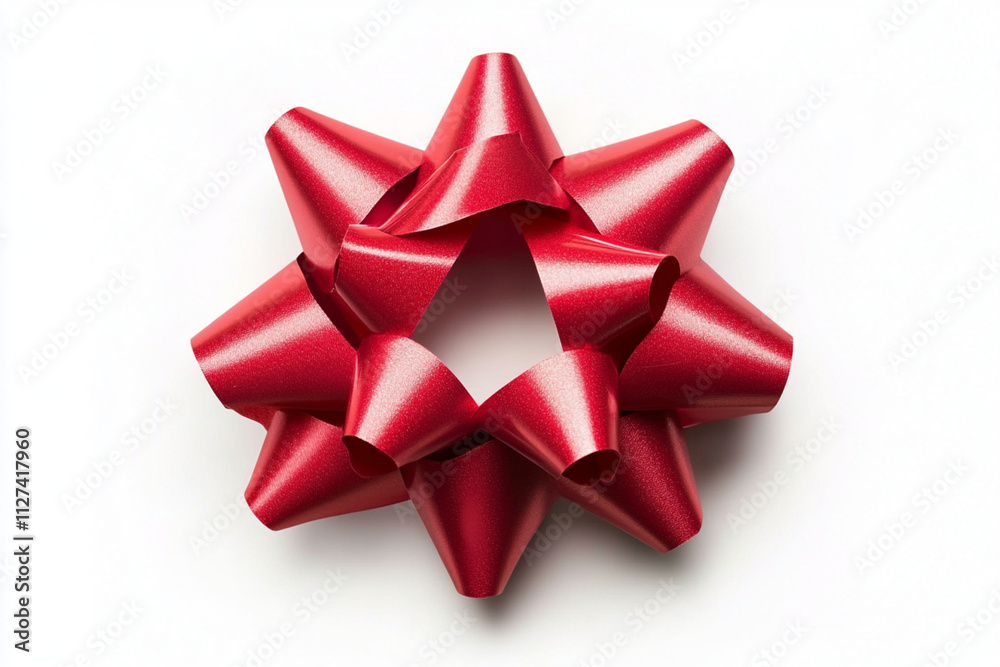 Red Gift Bow with Smooth Ribbons Isolated on White Background Red Gift Bow with Smooth Ribbons Isolated on White Background
