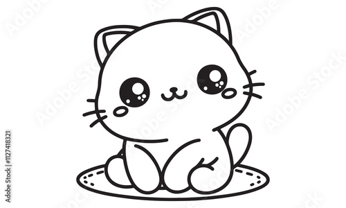 Cartoon black and white cat and mouse illustration, vector, funny, drawing, art, character, baby, smile, happy, fun