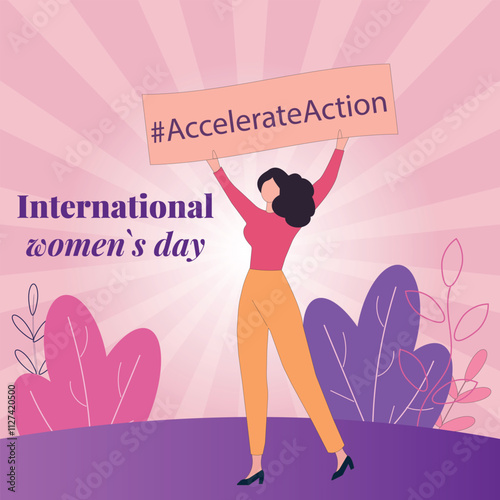 Acceleration of action, International Women's Day, March 8, vector illustration photo