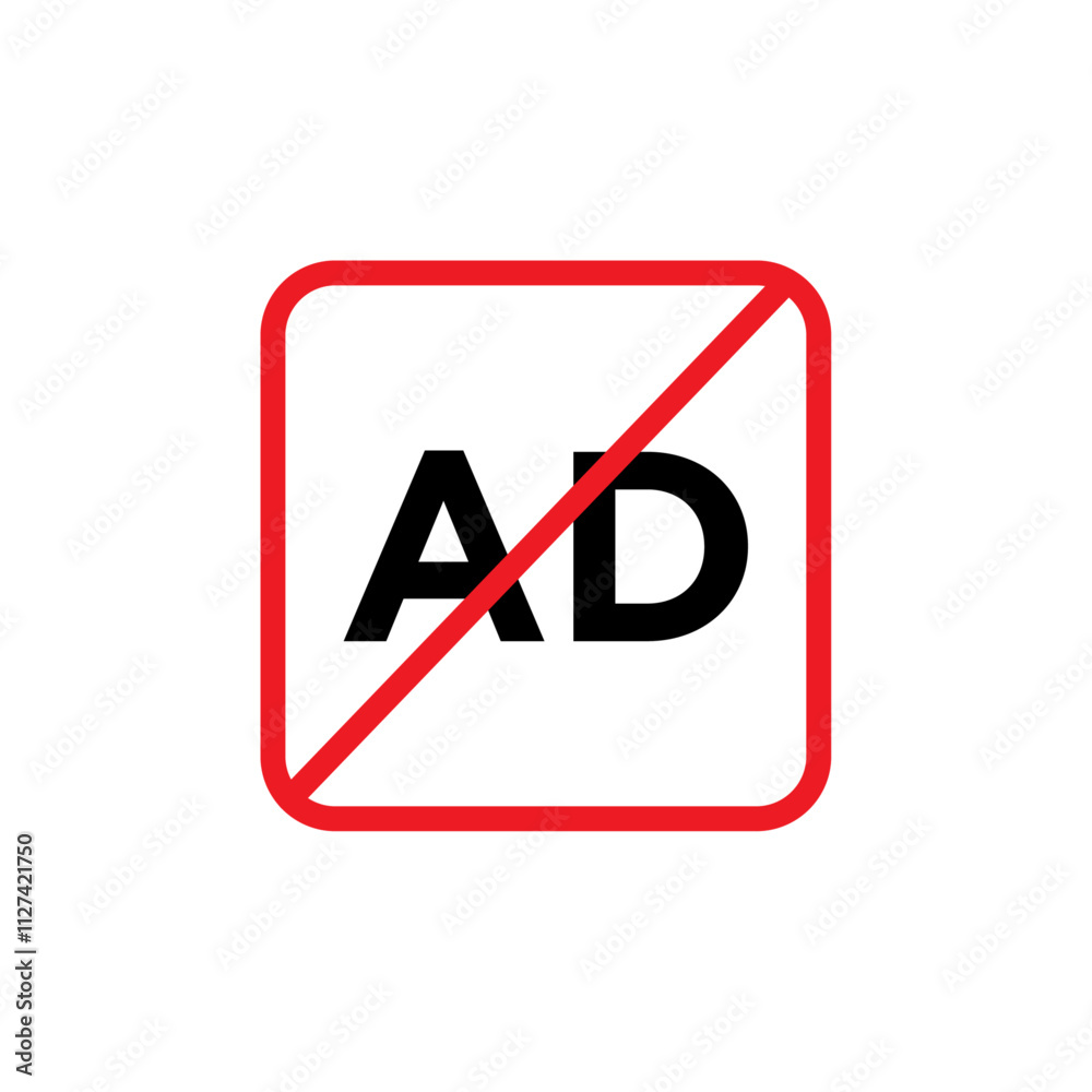Ad blocker icon Vector flat thin line illustration Ad blocker icon Vector flat thin line illustration