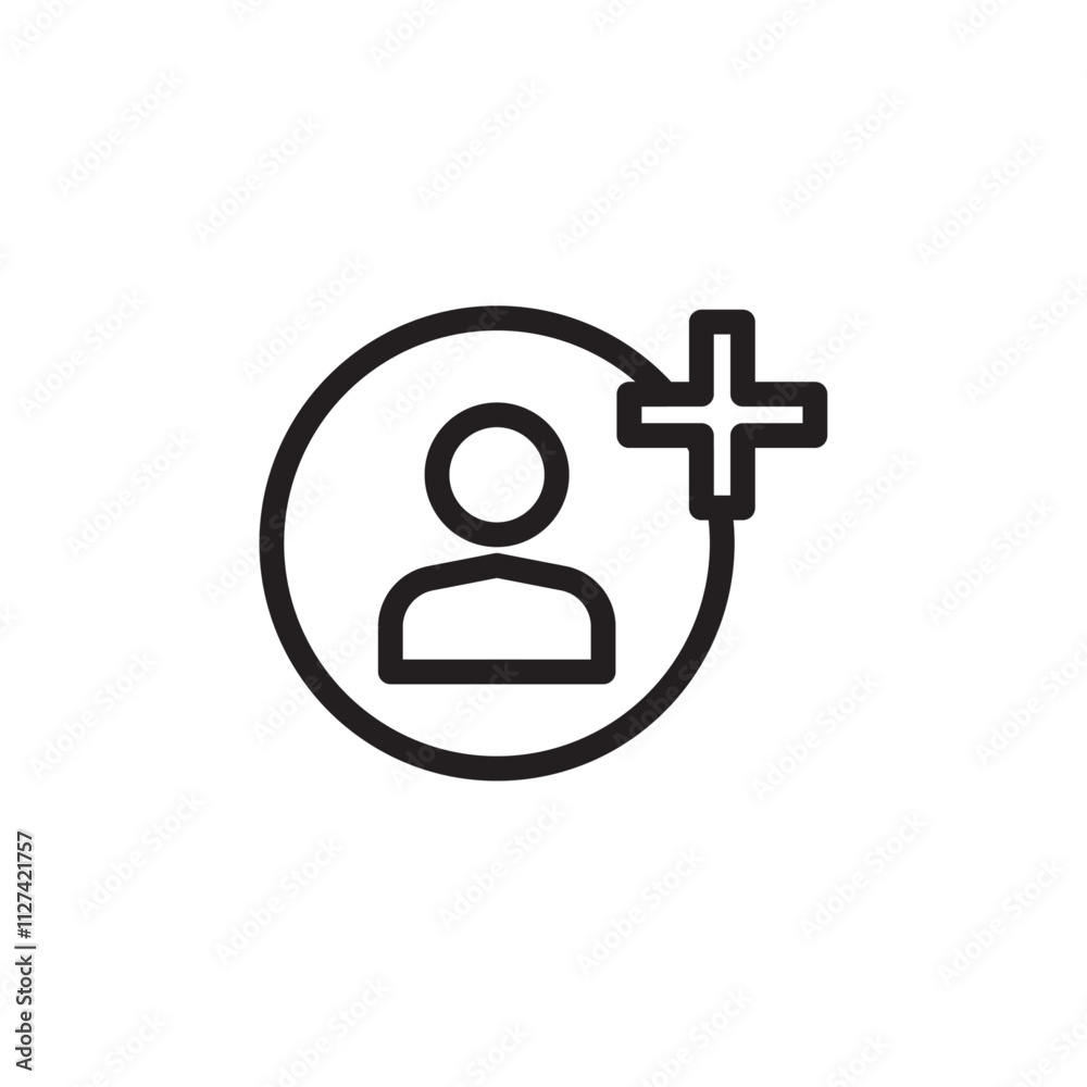Add a new user icon Vector flat thin line illustration Add a new user icon Vector flat thin line illustration