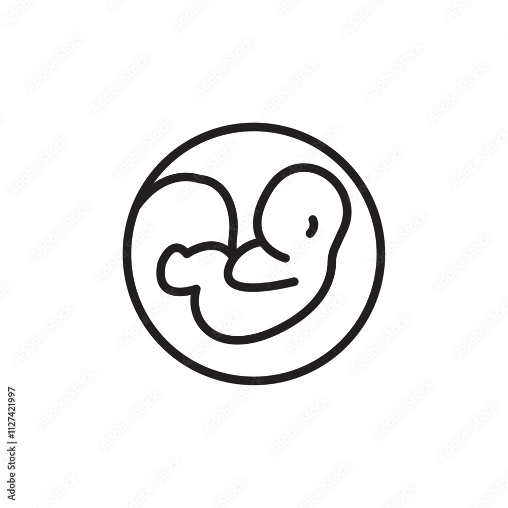 Baby in stomach icon Vector flat thin line illustration Baby in stomach icon Vector flat thin line illustration
