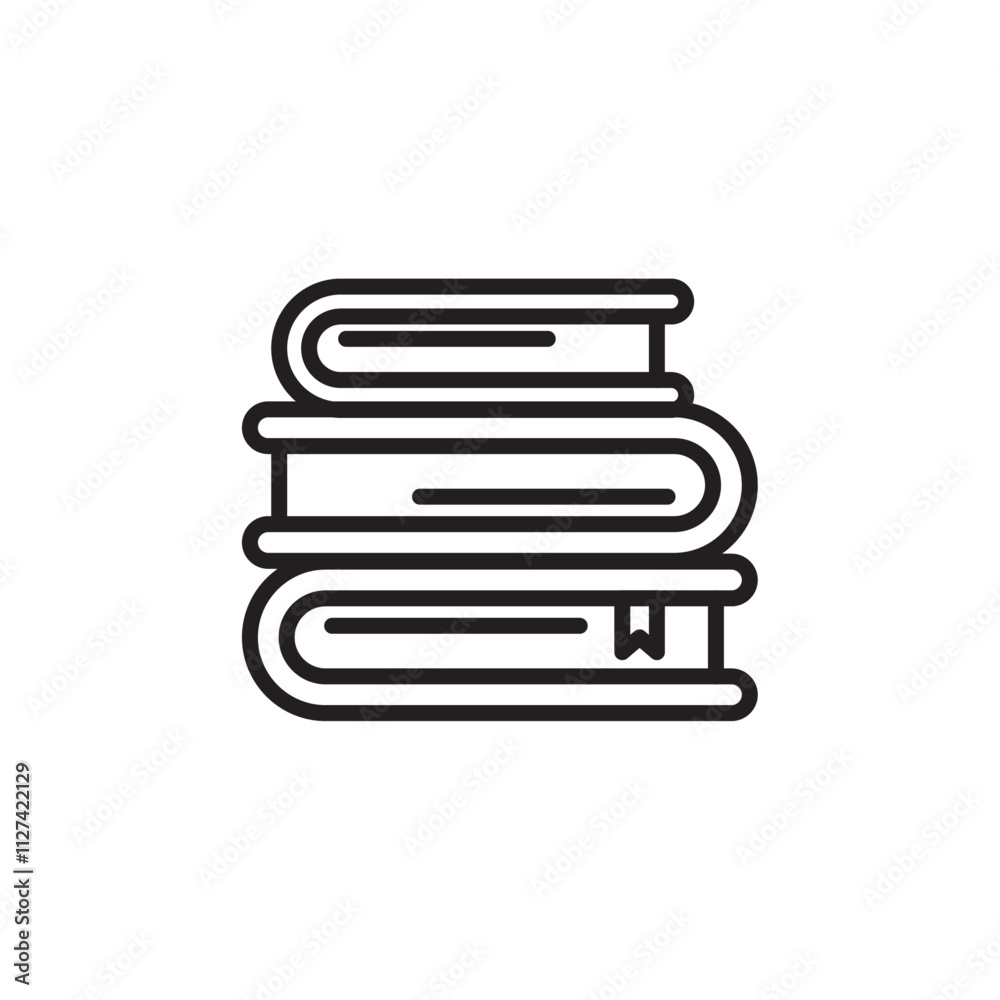 Books icon Vector flat thin line illustration