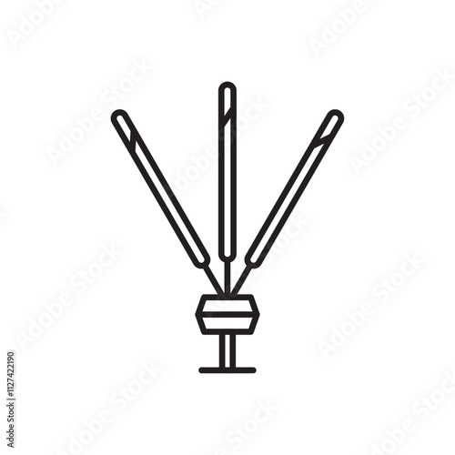 Burning incense stick icon Vector flat thin line illustration