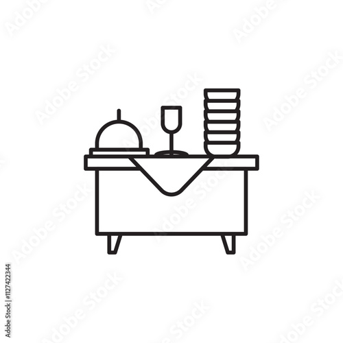 Catering buffet icon Vector flat thin line illustration