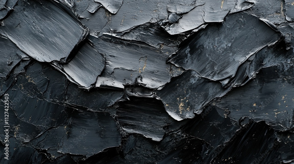 Close-up of textured black abstract oil paint layers on canvas Close-up of textured black abstract oil paint layers on canvas