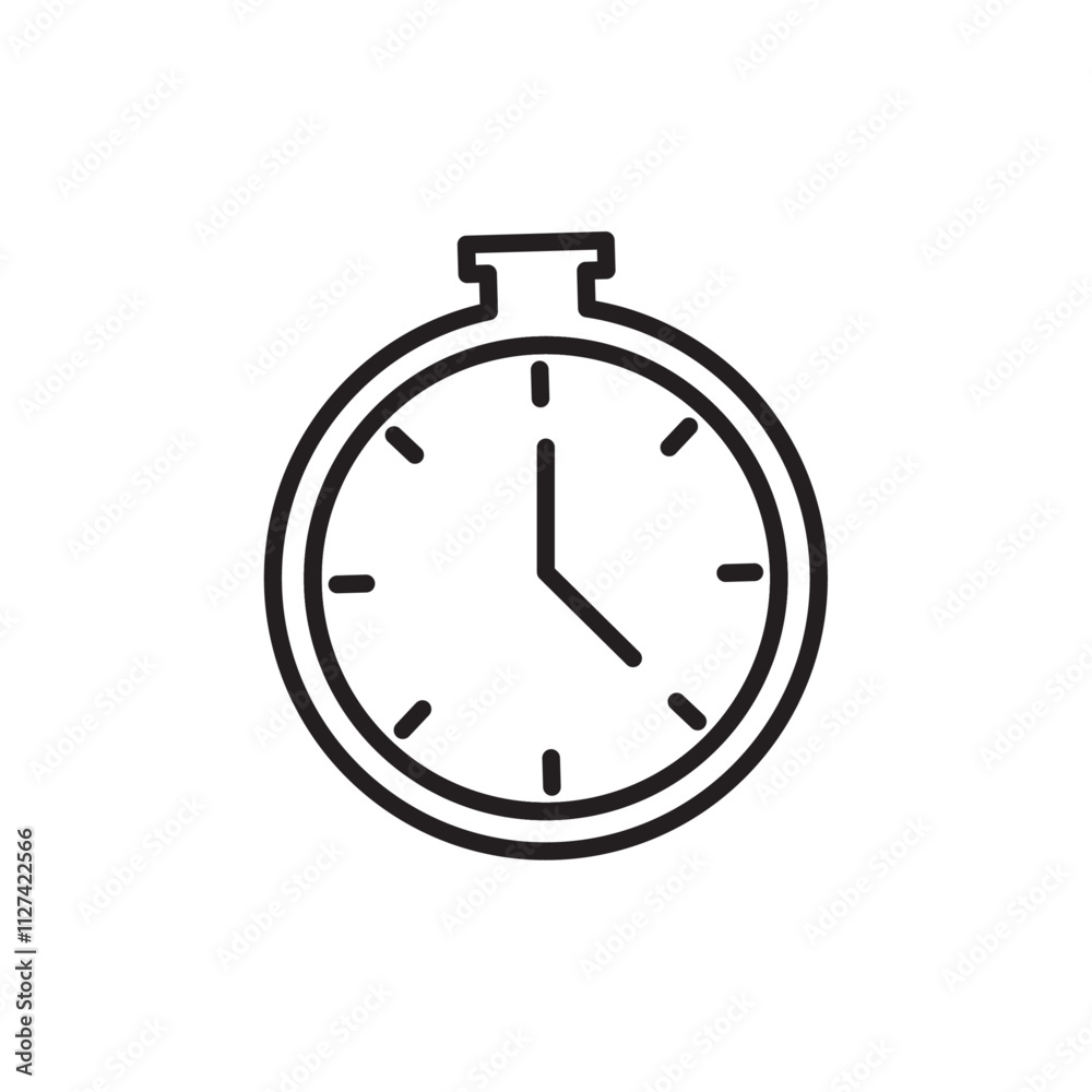 Clock icon Vector flat thin line illustration Clock icon Vector flat thin line illustration