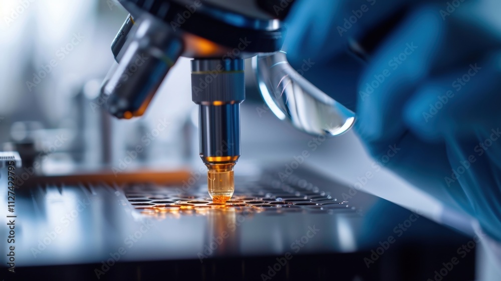 Closeup of a worker using a magnifying gl to inspect tiny details on a sample product coming off the production line in a microfactory emphasizing the meticulous attention Closeup of a worker using a magnifying gl to inspect tiny details on a sample product coming off the production line in a microfactory emphasizing the meticulous attention
