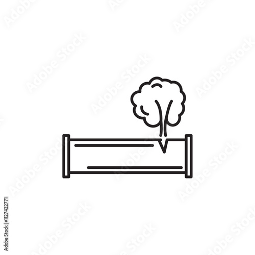 Corrosion rusty through valve tube steam gas leak pipeline icon Vector flat thin line illustration