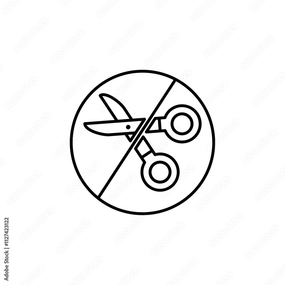 Do not cut icon Vector flat thin line illustration Do not cut icon Vector flat thin line illustration