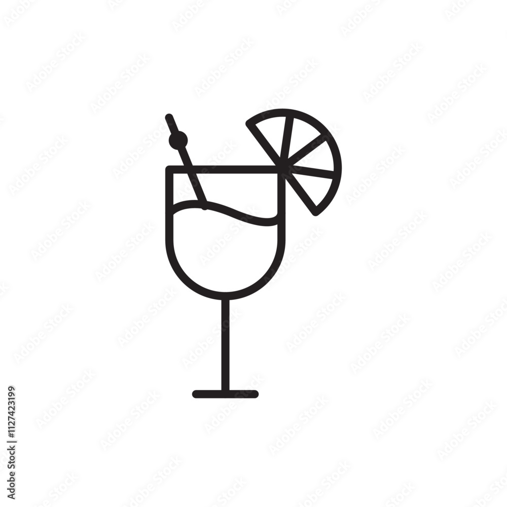 Drink icon Vector flat thin line illustration Drink icon Vector flat thin line illustration