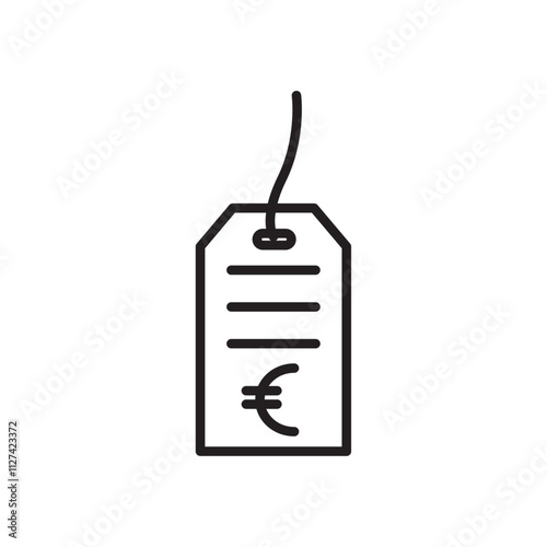 Euro tag icon Vector flat thin line illustration