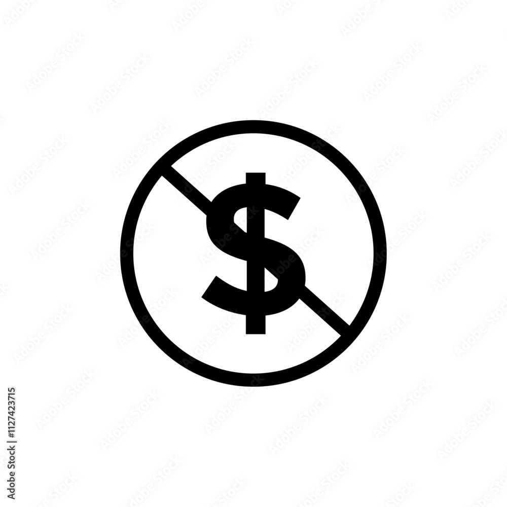 Free of charge icon Vector flat thin line illustration Free of charge icon Vector flat thin line illustration
